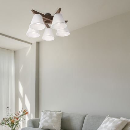 Brilagi - LED  Lestenec ANTHONY 5xE14/40W/230V hrast oreh/bela