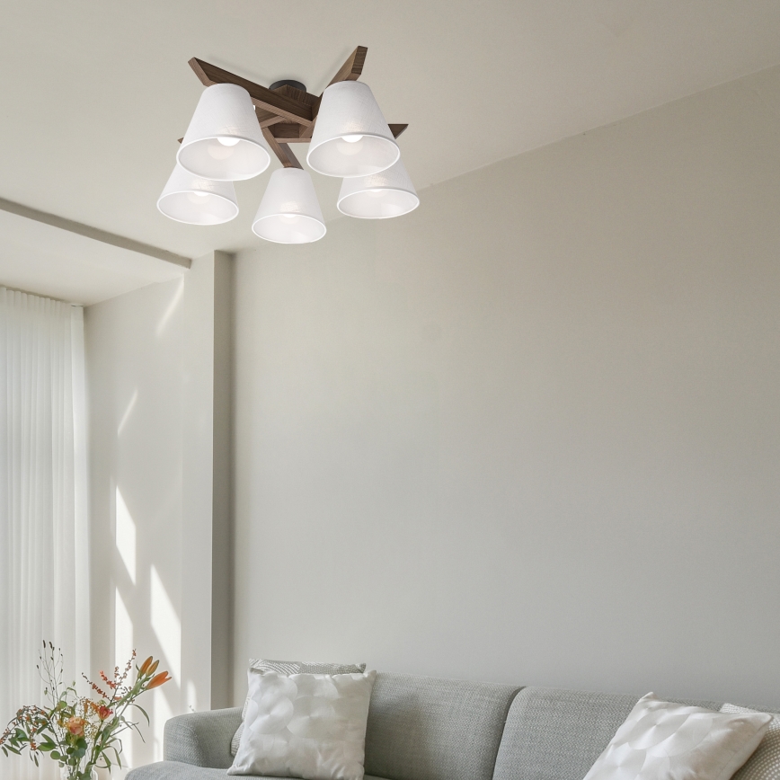 Brilagi - LED  Lestenec ANTHONY 5xE14/40W/230V hrast oreh/bela