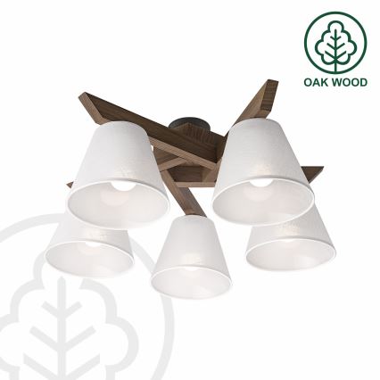 Brilagi - LED  Lestenec ANTHONY 5xE14/40W/230V hrast oreh/bela