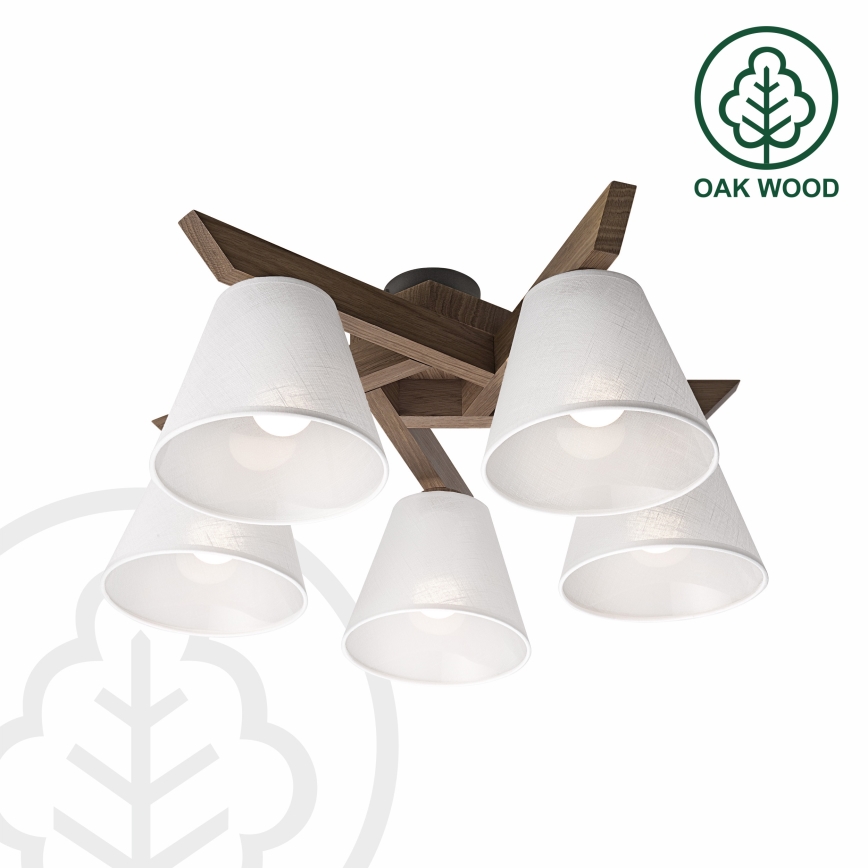 Brilagi - LED  Lestenec ANTHONY 5xE14/40W/230V hrast oreh/bela