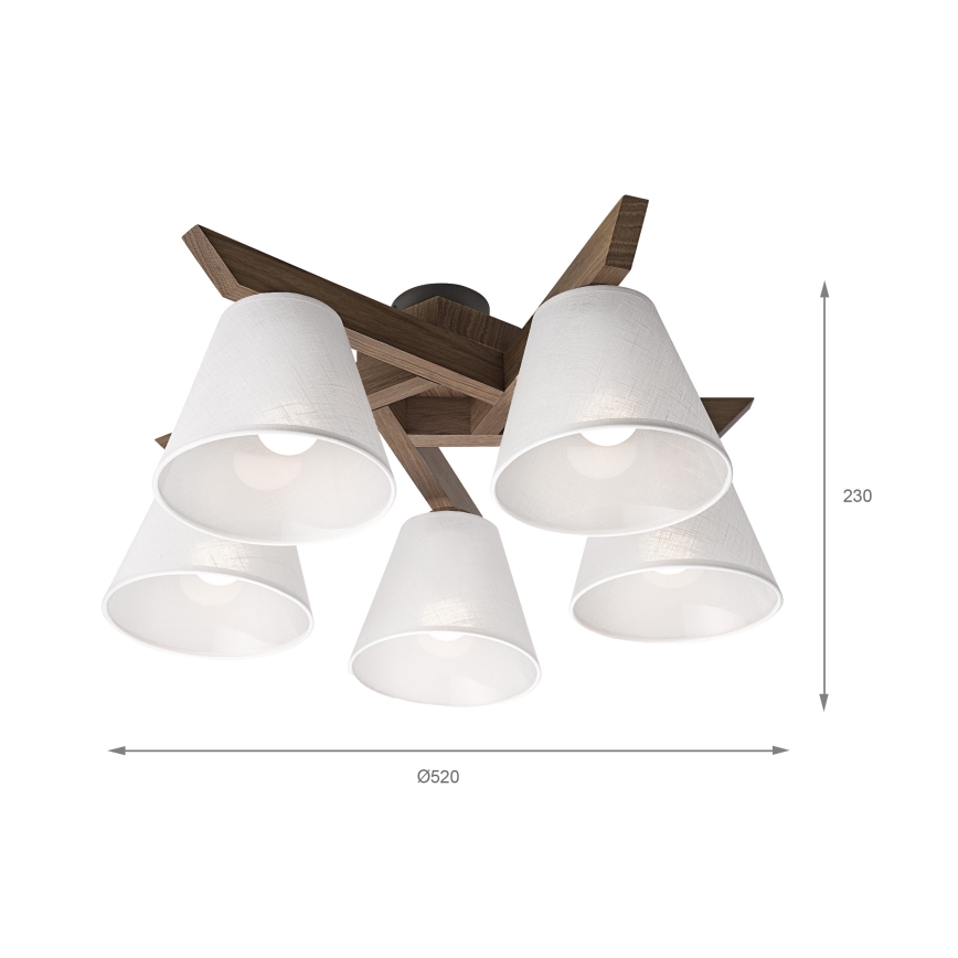 Brilagi - LED  Lestenec ANTHONY 5xE14/40W/230V hrast oreh/bela