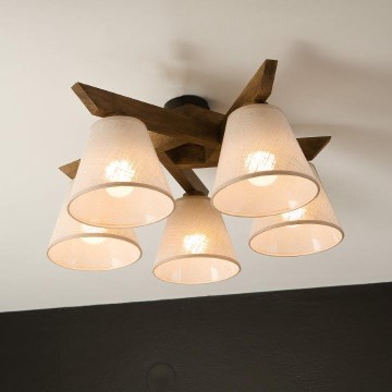 Brilagi - LED  Lestenec ANTHONY 5xE14/40W/230V hrast oreh/bež