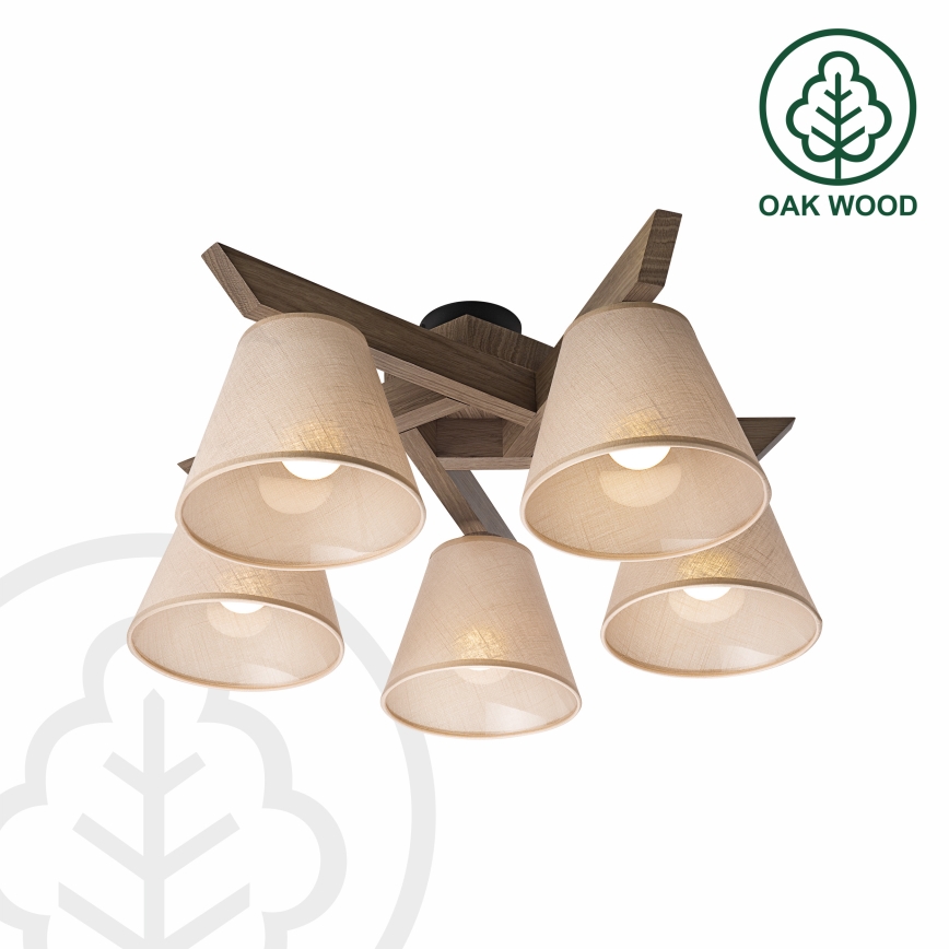 Brilagi - LED  Lestenec ANTHONY 5xE14/40W/230V hrast oreh/bež