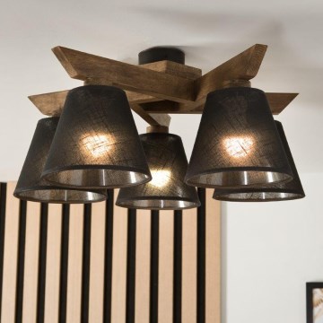 Brilagi - LED  Lestenec ANTHONY 5xE14/40W/230V hrast oreh/črna