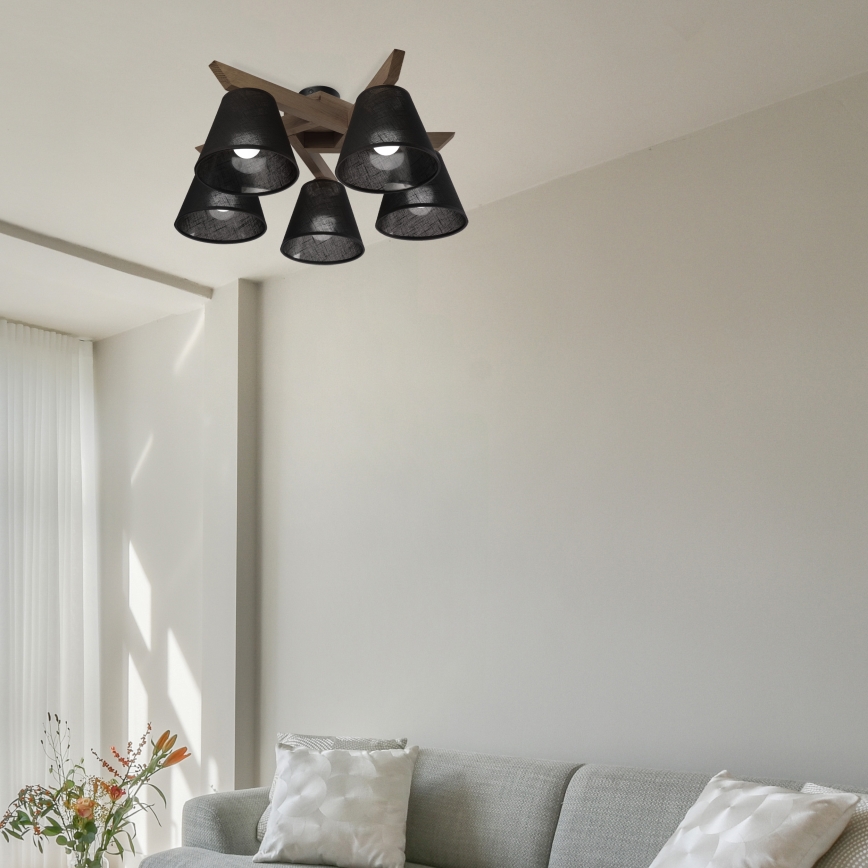 Brilagi - LED  Lestenec ANTHONY 5xE14/40W/230V hrast oreh/črna