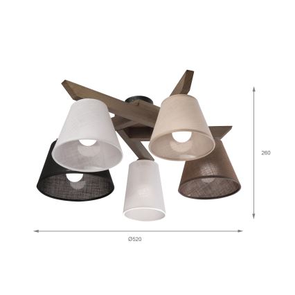 Brilagi - LED  Lestenec ANTHONY 5xE14/40W/230V hrast oreh