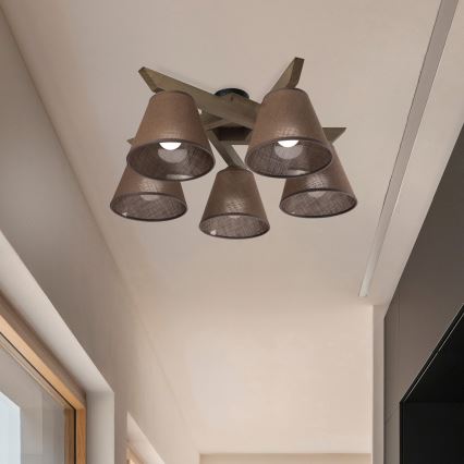 Brilagi - LED  Lestenec ANTHONY 5xE14/40W/230V hrast oreh/rjava