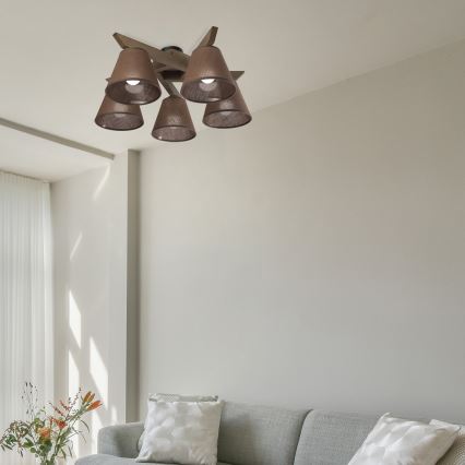 Brilagi - LED  Lestenec ANTHONY 5xE14/40W/230V hrast oreh/rjava