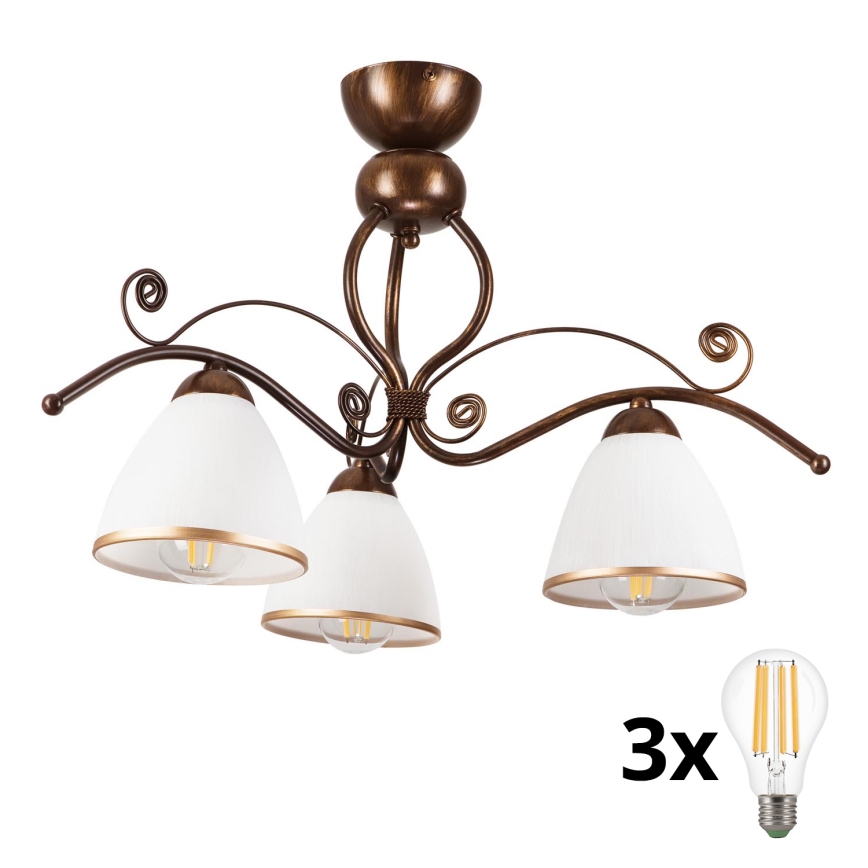 Brilagi - LED Lestenec ANTICO 3xE27/60W/230V bronasta patina