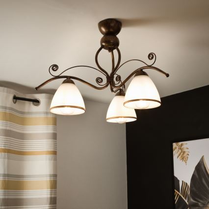 Brilagi - LED Lestenec ANTICO 3xE27/60W/230V bronasta patina