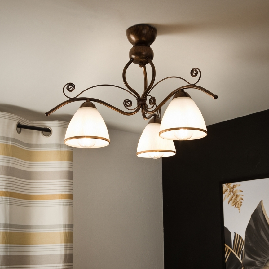 Brilagi - LED Lestenec ANTICO 3xE27/60W/230V bronasta patina
