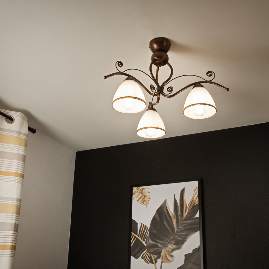 Brilagi - LED Lestenec ANTICO 3xE27/60W/230V bronasta patina