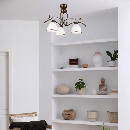 Brilagi - LED Lestenec ANTICO 3xE27/60W/230V bronasta patina