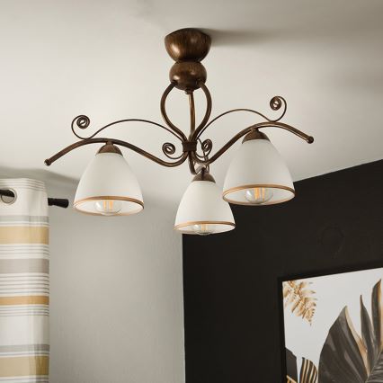 Brilagi - LED Lestenec ANTICO 3xE27/60W/230V bronasta patina