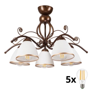 Brilagi - LED Lestenec ANTICO 5xE27/60W/230V bronasta patina