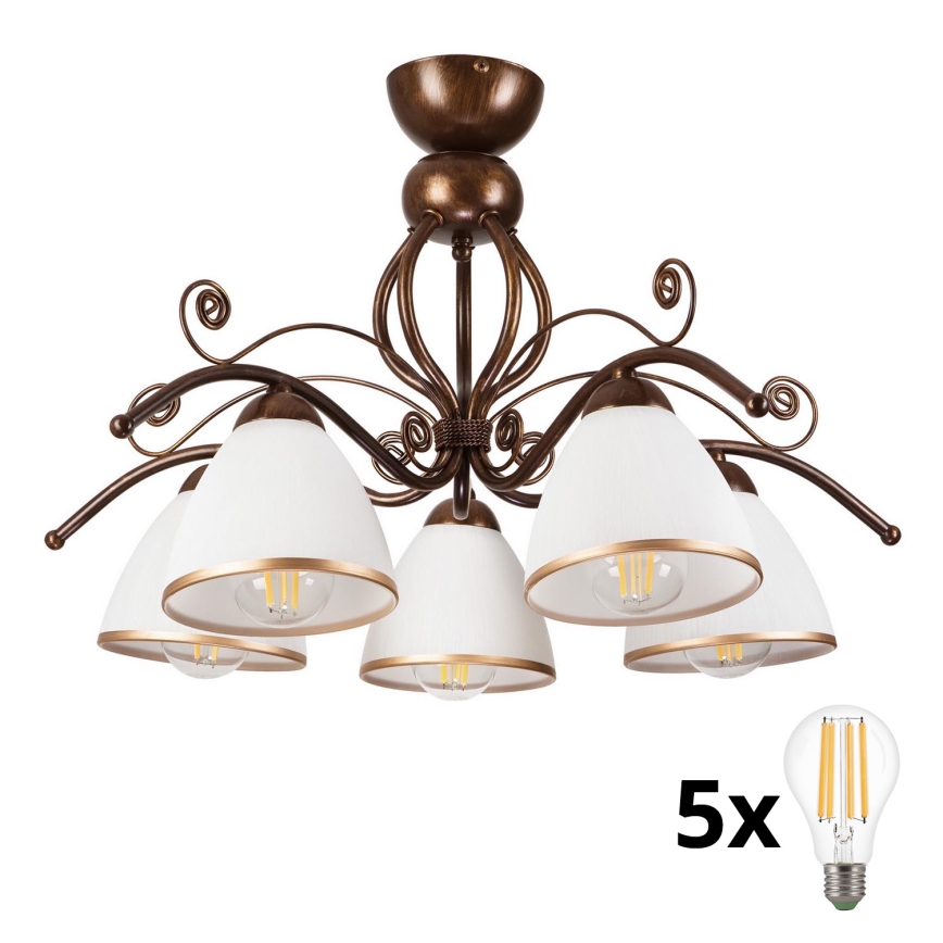 Brilagi - LED Lestenec ANTICO 5xE27/60W/230V bronasta patina