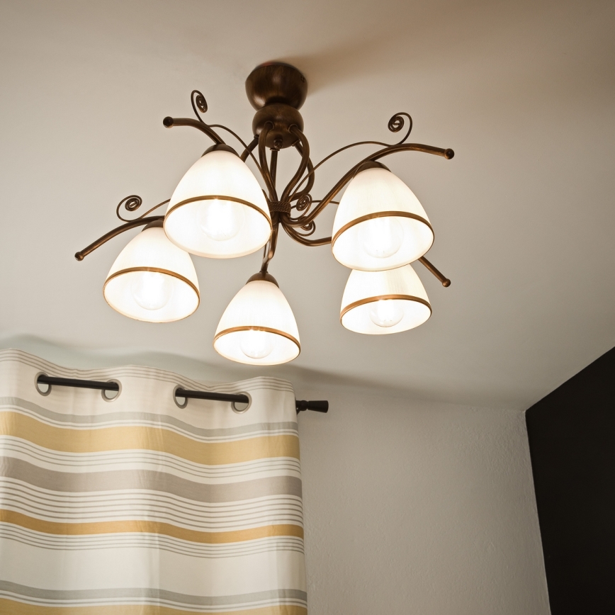 Brilagi - LED Lestenec ANTICO 5xE27/60W/230V bronasta patina