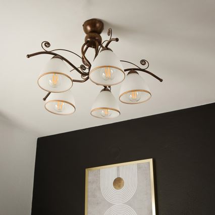 Brilagi - LED Lestenec ANTICO 5xE27/60W/230V bronasta patina