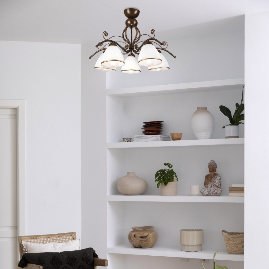 Brilagi - LED Lestenec ANTICO 5xE27/60W/230V bronasta patina