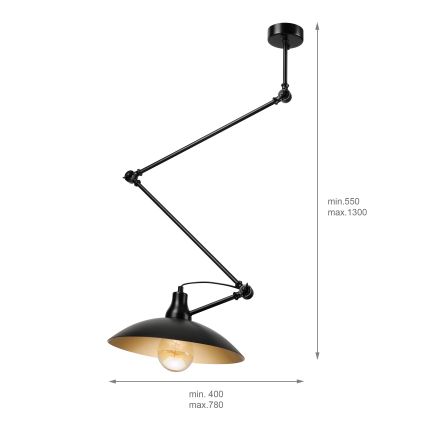 Brilagi - LED lestenec na drogu IRONBEAM 1xE27/60W/230V črna