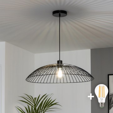 Brilagi - LED lestenec na jeklenem kablu CERIA WIRE 1xE27/40W/230V Ø 60 cm črna