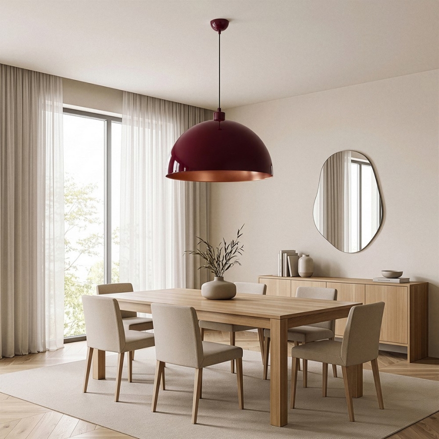Brilagi - LED lestenec na jeklenem kablu METALO 1xE27/40W/230V premer 60 cm bordo/bakrena