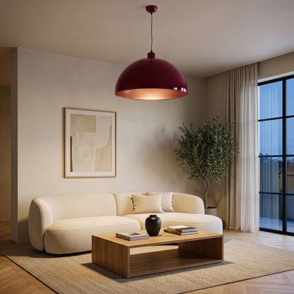 Brilagi - LED lestenec na jeklenem kablu METALO 1xE27/40W/230V premer 60 cm bordo/bakrena