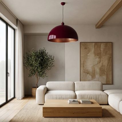 Brilagi - LED lestenec na jeklenem kablu METALO 1xE27/40W/230V premer 60 cm bordo/bakrena