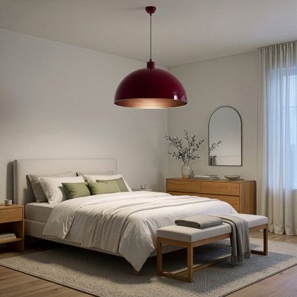 Brilagi - LED lestenec na jeklenem kablu METALO 1xE27/40W/230V premer 60 cm bordo/bakrena