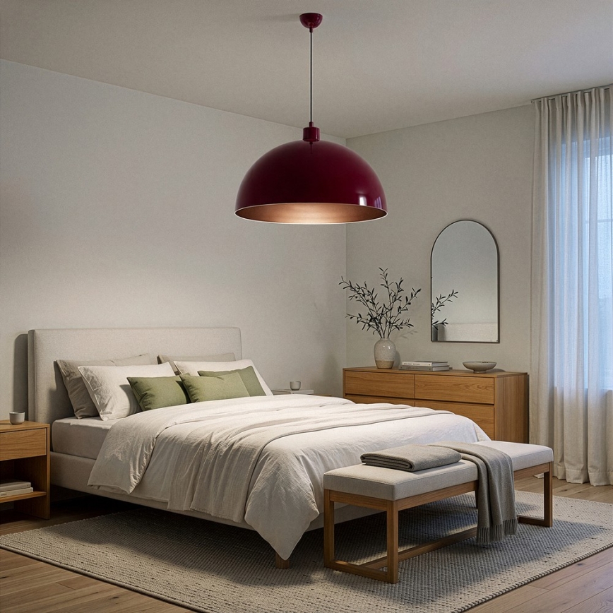 Brilagi - LED lestenec na jeklenem kablu METALO 1xE27/40W/230V premer 60 cm bordo/bakrena