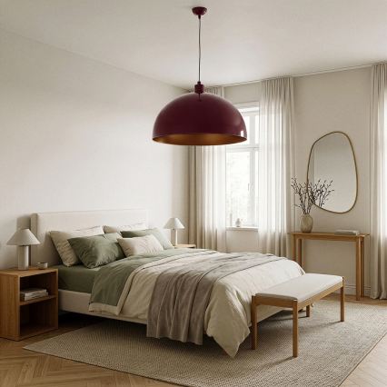 Brilagi - LED lestenec na jeklenem kablu METALO 1xE27/40W/230V premer 60 cm bordo/bakrena