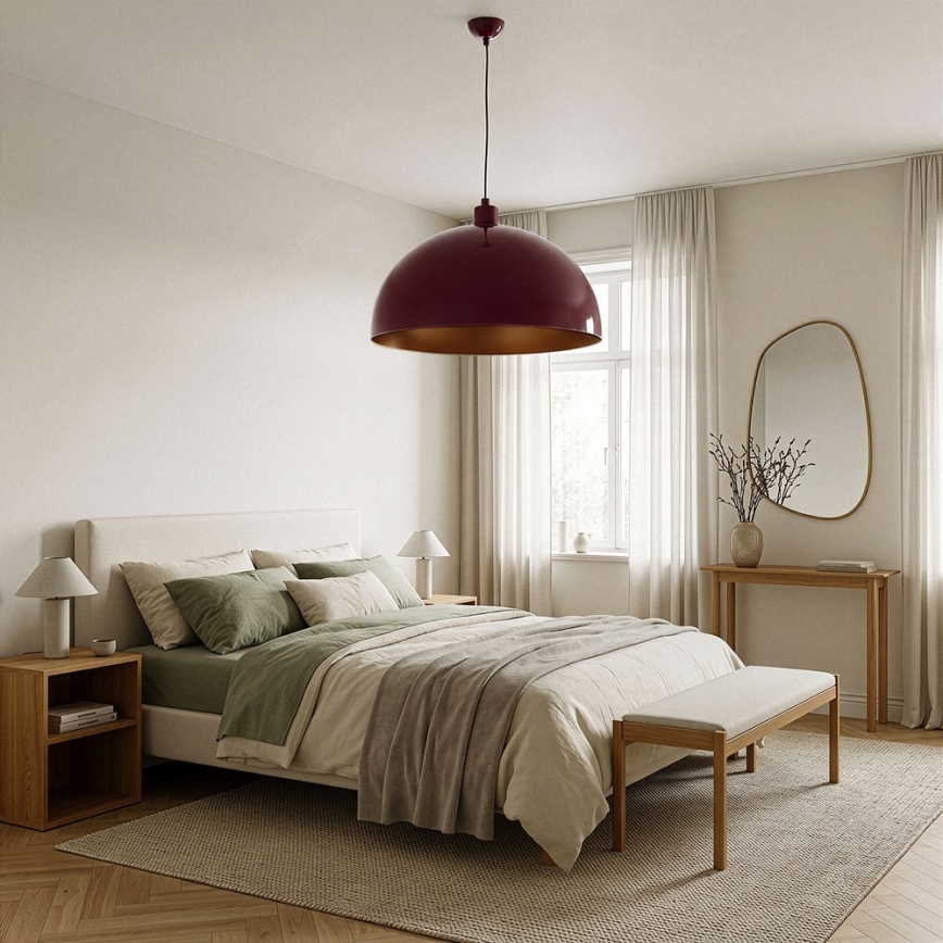 Brilagi - LED lestenec na jeklenem kablu METALO 1xE27/40W/230V premer 60 cm bordo/bakrena