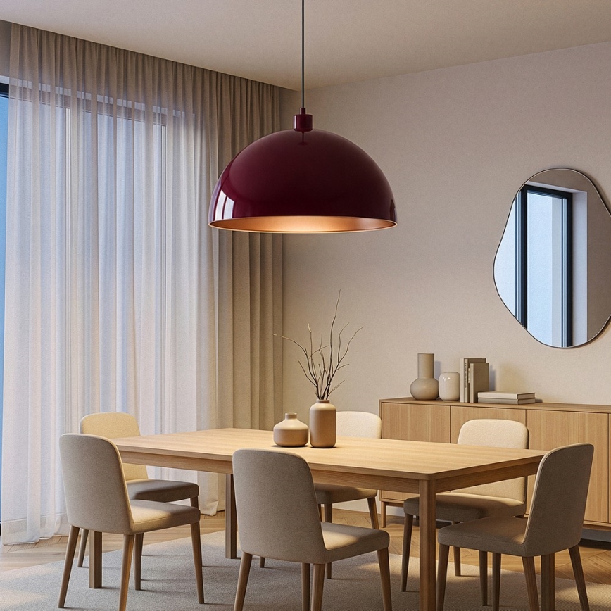 Brilagi - LED lestenec na jeklenem kablu METALO 1xE27/40W/230V premer 60 cm bordo/bakrena