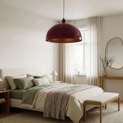 Brilagi - LED lestenec na jeklenem kablu METALO 1xE27/40W/230V premer 60 cm bordo/bakrena