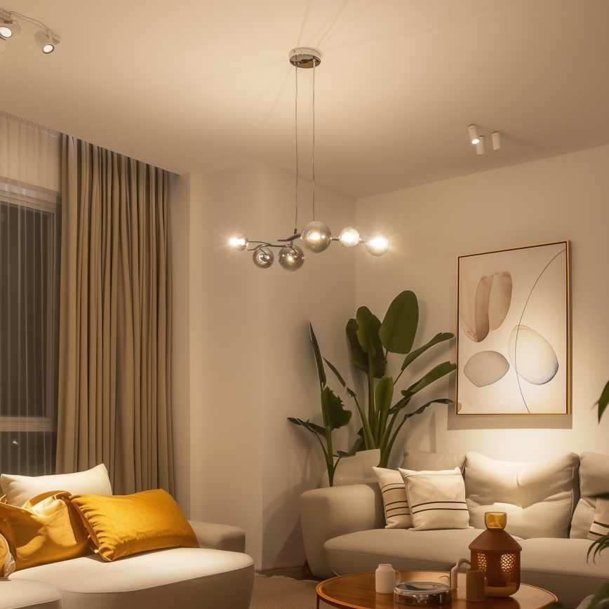 Brilagi - LED lestenec na jeklenem kablu MISTEL 6xG9/3W/230V črni krom/dimno steklo