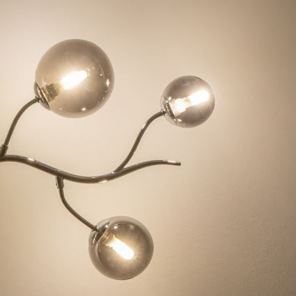 Brilagi - LED lestenec na jeklenem kablu MISTEL 6xG9/3W/230V črni krom/dimno steklo