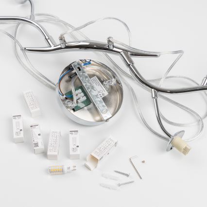 Brilagi - LED lestenec na jeklenem kablu MISTEL 6xG9/3W/230V črni krom/dimno steklo