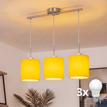 Brilagi - LED lestenec na jeklenem kablu NUBILA 3xE27/60W/230V rumena