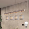 Brilagi - LED lestenec na jeklenem kablu NUBILA 4xE27/60W/230V siv