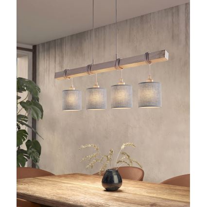 Brilagi - LED lestenec na jeklenem kablu NUBILA 4xE27/60W/230V siv
