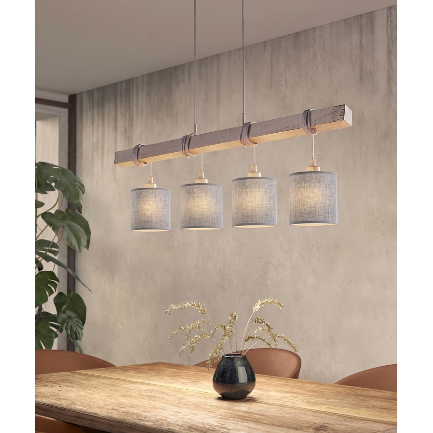 Brilagi - LED lestenec na jeklenem kablu NUBILA 4xE27/60W/230V siv