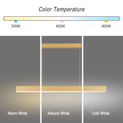 Brilagi - LED lestenec na jeklenem kablu SLEEKLINE LED/40W/230V 3000/4500/6000K dekor hrasta