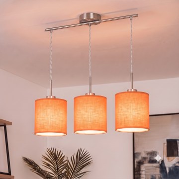 Brilagi - LED lestenec na jeklenem lanku NUBILA 3xE27/60W/230V oranžen
