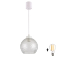 Brilagi - LED lestenec na jeklenem lanku RETRO GLASS 1xE27/60W/230V Ø 25 cm bela/dimna siva