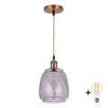 BRILAGI - LED lestenec na jeklenem lanku RETRO GLASS 1xE27/60W/230V Ø 26 cm zlata/dimna siva