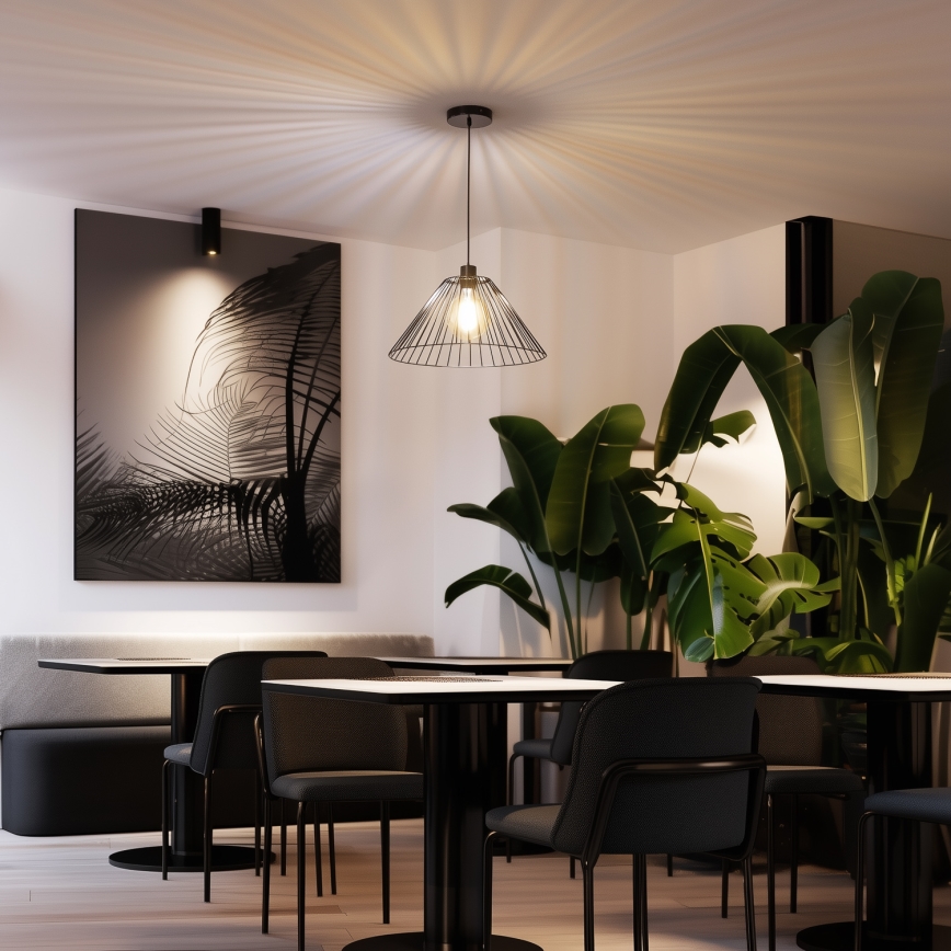 Brilagi - LED lestenec na jekleni vrvi CERIA WIRE 1xE27/40W/230V premer 45 cm črna