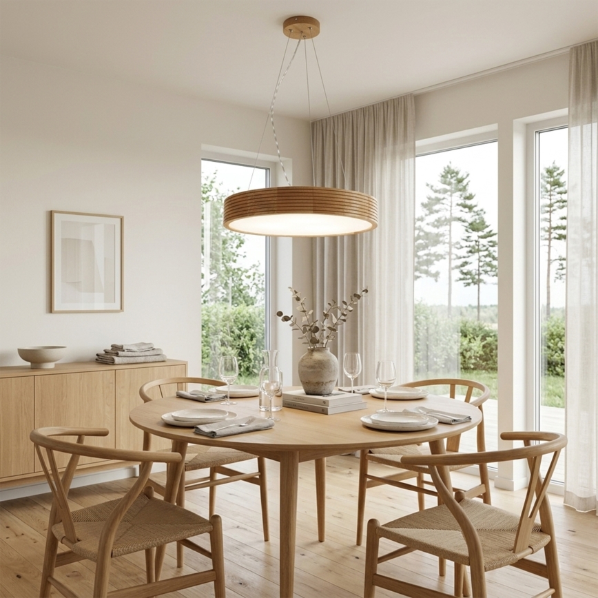 Brilagi - LED lestenec na jekleni vrvici CARVALHO MODERN 3xE27/60W/230V hrast, premer 47,5 cm