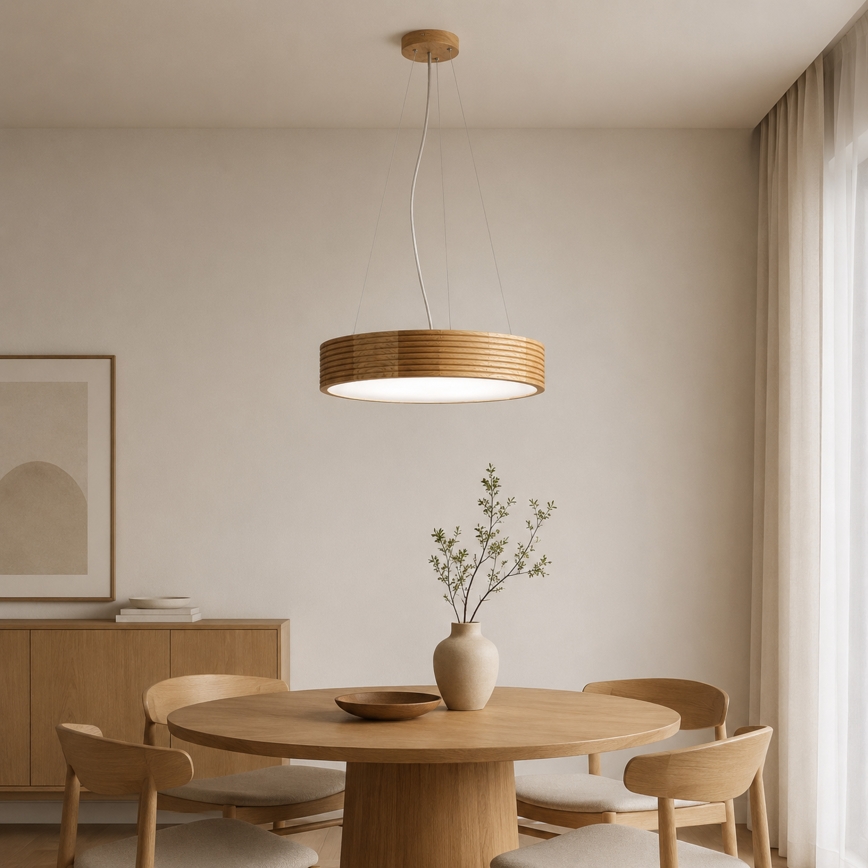 Brilagi - LED lestenec na jekleni vrvici CARVALHO MODERN 3xE27/60W/230V hrast, premer 47,5 cm