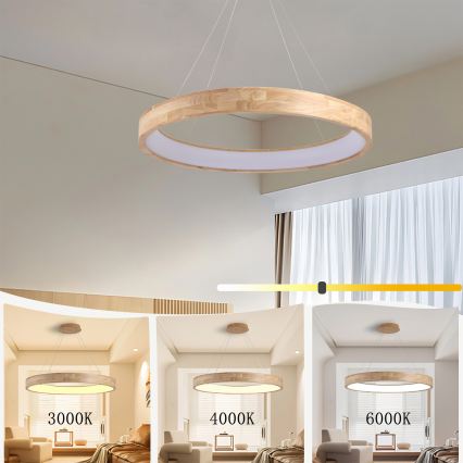 Brilagi - LED lestenec na kablu FALCON WOOD LED/60W/230V 3000/4000/6000K, premer 80 cm, les