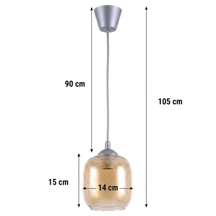 Brilagi - LED lestenec na kablu RETRO GLASS 1xE27/60W/230V premer 14 cm srebrn/dimno rjav